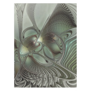 Abstract Olive Sage Green Grey Fractal Art Fantasy Tablecloth