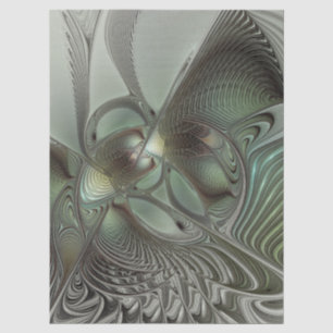 Abstract Olive Sage Green Grey Fractal Art Fantasy Tissue Paper