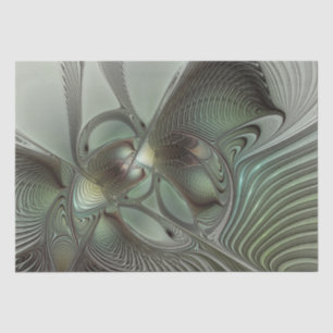 Abstract Olive Sage Green Grey Fractal Art Fantasy Tissue Paper
