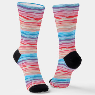 Abstract Ombre Colour Waves Socks