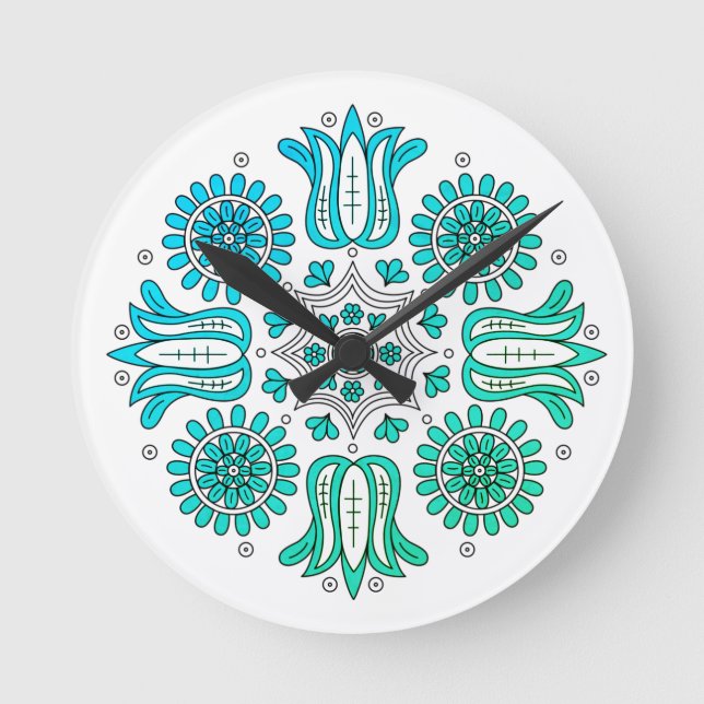 Abstract Ombre Flower  Round Clock (Front)