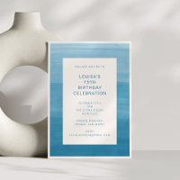 Abstract Ombre Gradient Ocean Blue 75th Birthday