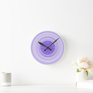 Abstract Ombre Modern Purple White Spirals Round Clock