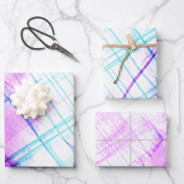 Abstract Ombre Plaid Purple Turquoise Blue Wrapping Paper Sheet