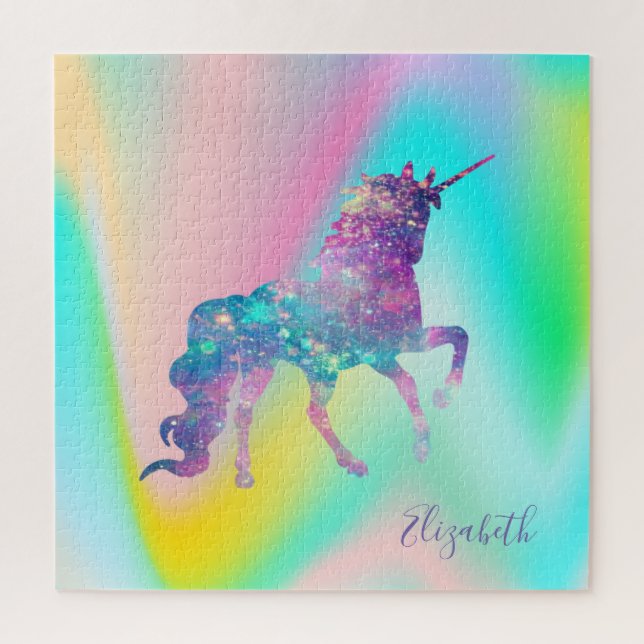 Abstract Ombre Unicorn Holographic Jigsaw Puzzle (Vertical)