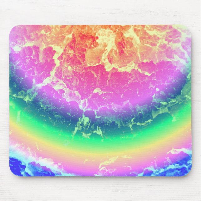 Abstract - On Fire with Psychedelic Rainbow Colour Mouse Pad (Front)