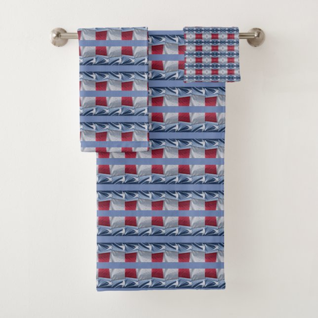 Abstract on Red White and Blue Bath Towel Set (Insitu)