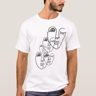 Abstract One Line Face Drawing T-Shirt