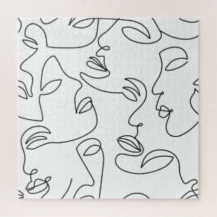 Abstract One Line Face Pattern Jigsaw Puzzle