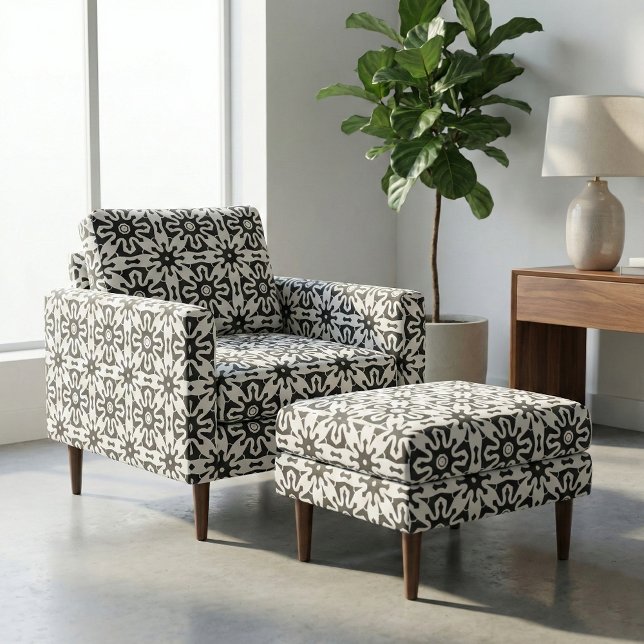 Abstract Op Art Black and White Geometric Pattern Fabric (Creator Uploaded)