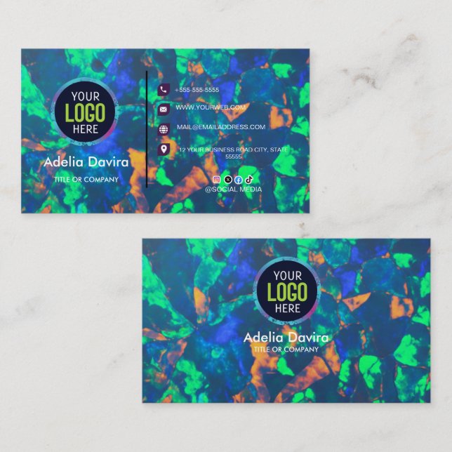 Abstract Opal Gemstone Texture Business Card (Front/Back)