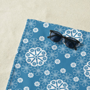 Abstract openwork floral pattern in light blue col beach towel