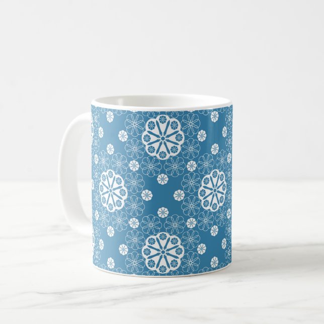 Abstract openwork floral pattern in light blue col coffee mug (Front Left)