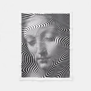 Abstract Optical Illusion Wave Portrait Throw Blan Fleece Blanket