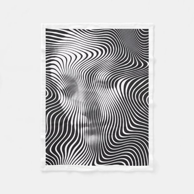 Abstract Optical Illusion Wave Portrait Throw Blan Fleece Blanket (Front)
