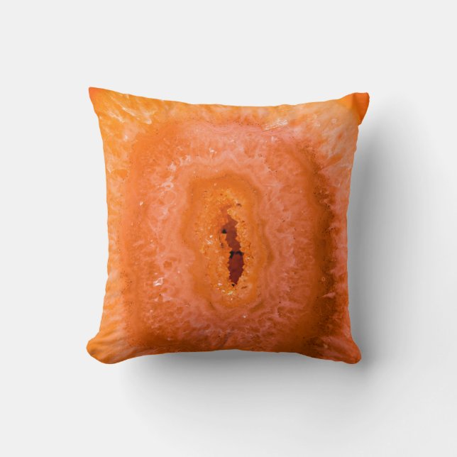 Abstract Orange Agate Geode Slice Cushion (Front)
