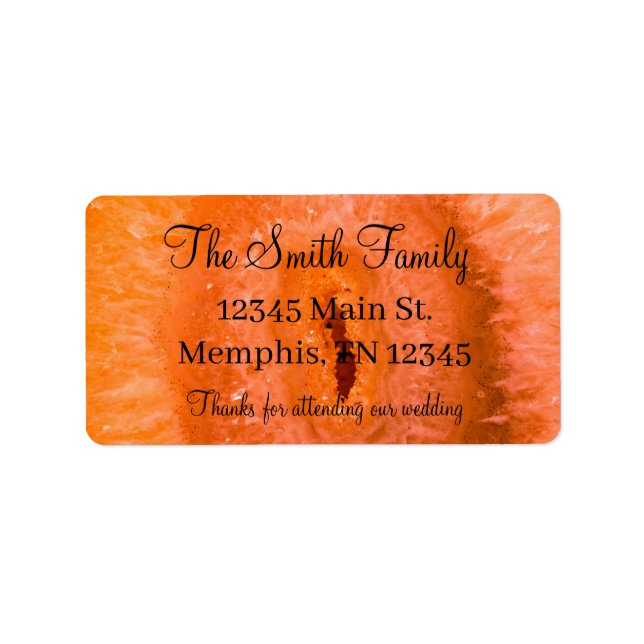Abstract Orange Agate Geode Slice Label (Front)