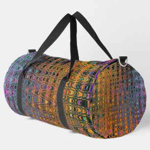 Abstract Orange and Aqua Retro Boomerang Waves Duffle Bag