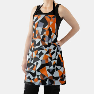 Abstract Orange and Black Geometric Art Apron