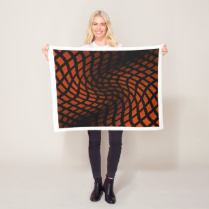 Abstract Orange and Black Geometric Pattern Fleece Blanket