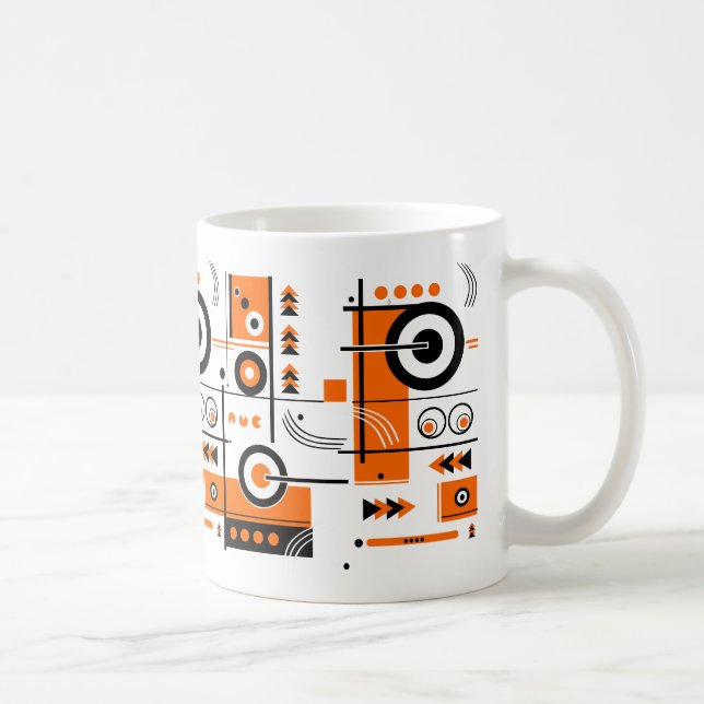 Abstract Orange and Black Tech-Inspired Mug (Right)