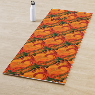 Abstract Orange And Brown Shapes Personalised Yoga Mat