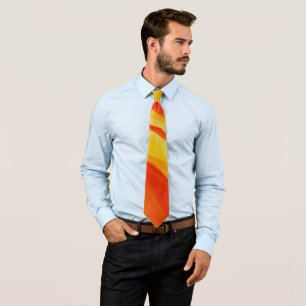 abstract orange and gold paint pattern tie