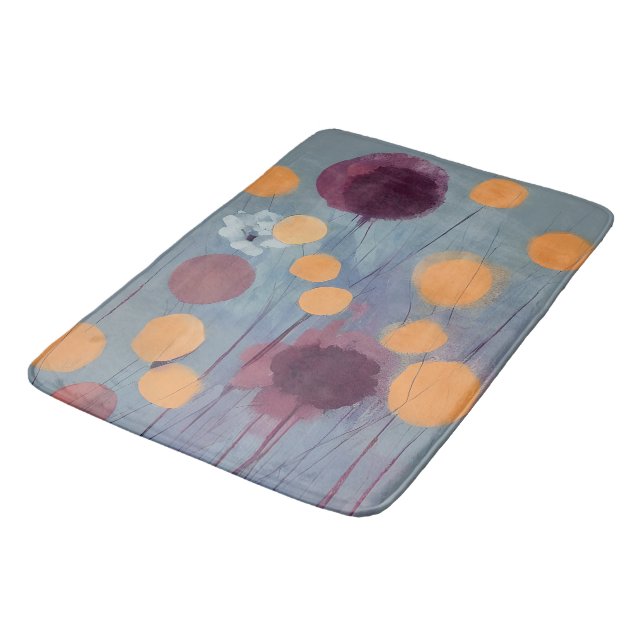 Abstract orange and pink flowers  bath mat (Angled)