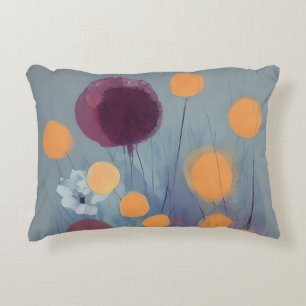 Abstract orange and pink flowers decorative cushion