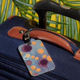 Abstract orange and pink flowers luggage tag