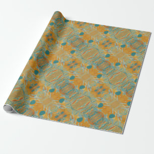abstract orange and teal wrapping paper