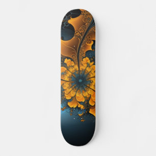 Abstract Orange Blue Fractal Art Skateboard