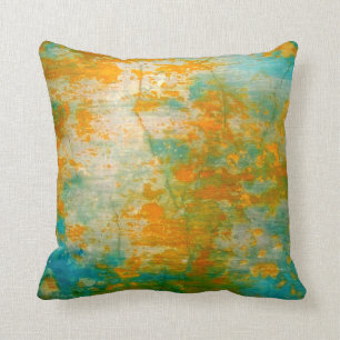 Abstract Orange & Blue Rustic Painting Cushion
