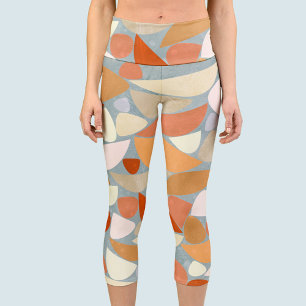 Abstract Orange Capri Leggings