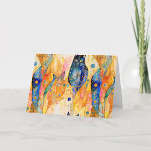 Abstract orange cat thank you card