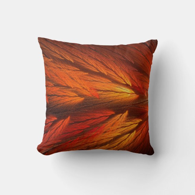 Abstract Orange Feather Fractal Pillow (Front)