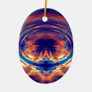 Abstract orange fire ceramic ornament