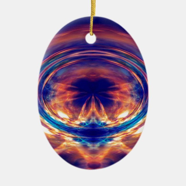 Abstract orange fire ceramic ornament (Front)