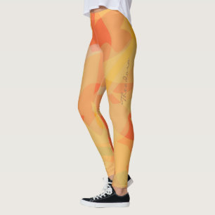 Abstract Orange Floral Leggings