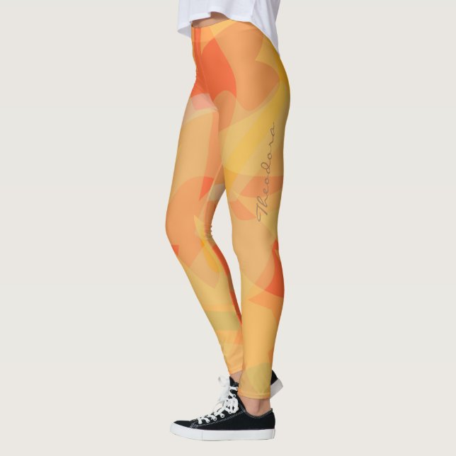 Abstract Orange Floral Leggings (Left)