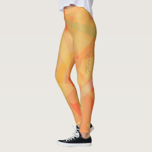 Abstract Orange Floral Pattern Leggings