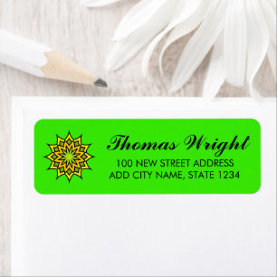 Abstract Orange flower on green Return Address Label