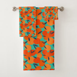 Abstract Orange Fruit Pattern Bath Towel Set