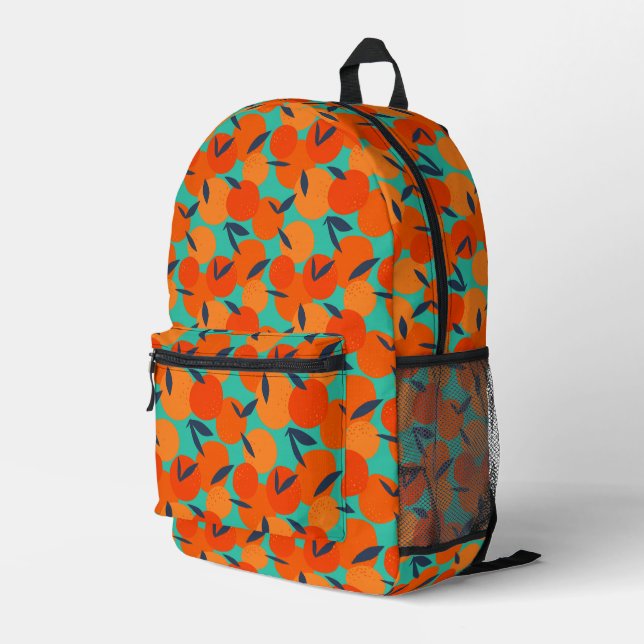 Abstract Orange Fruit Pattern Printed Backpack (Back Corner Right)