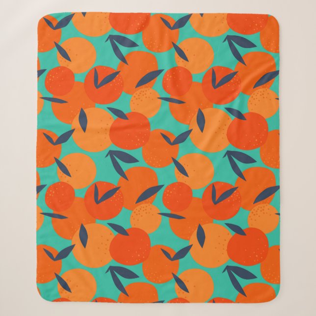 Abstract Orange Fruit Pattern Sherpa Blanket (Front)