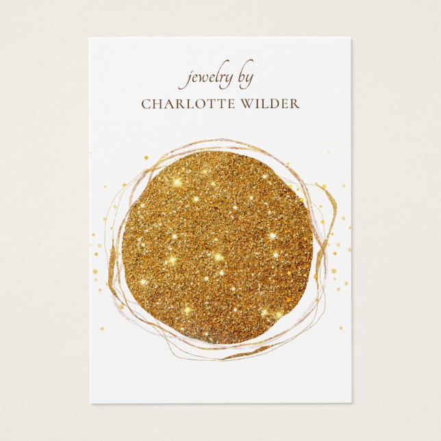 Abstract Orange Gold Circle Earring Display Card (Front)