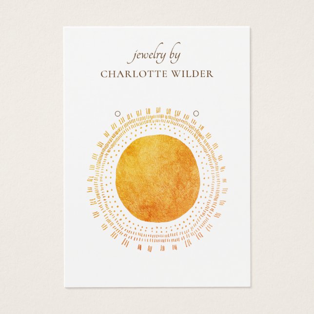 Abstract Orange Gold Circle Earring Display Card (Front)