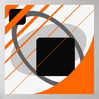 Abstract Orange Gray Off-White Black AP0002 Poster