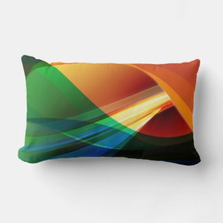 Abstract Orange Green Lumbar Cushion
