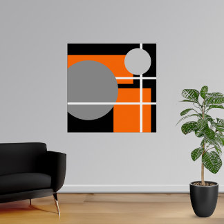 Abstract Orange Grey Black White AP0001 Poster